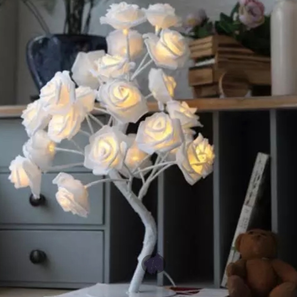 Adjustable Rose Flower Desk Lamp Rose Tree Light with 34 Leds